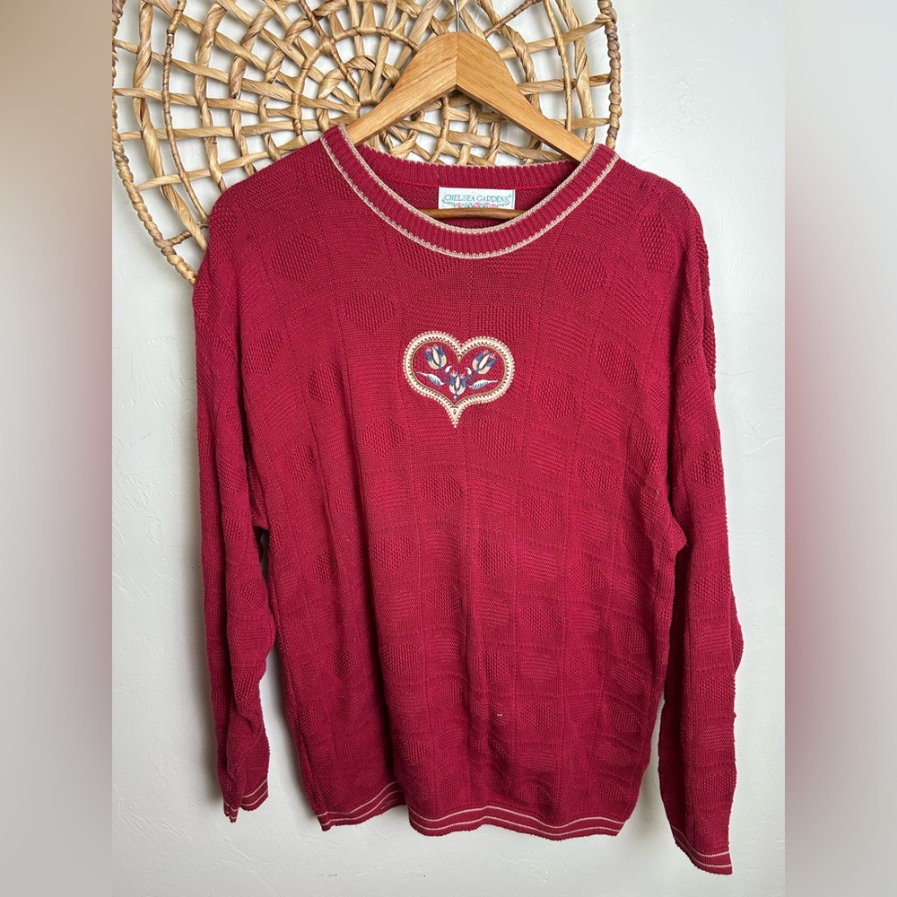 Red Heart Embroidered Sweater